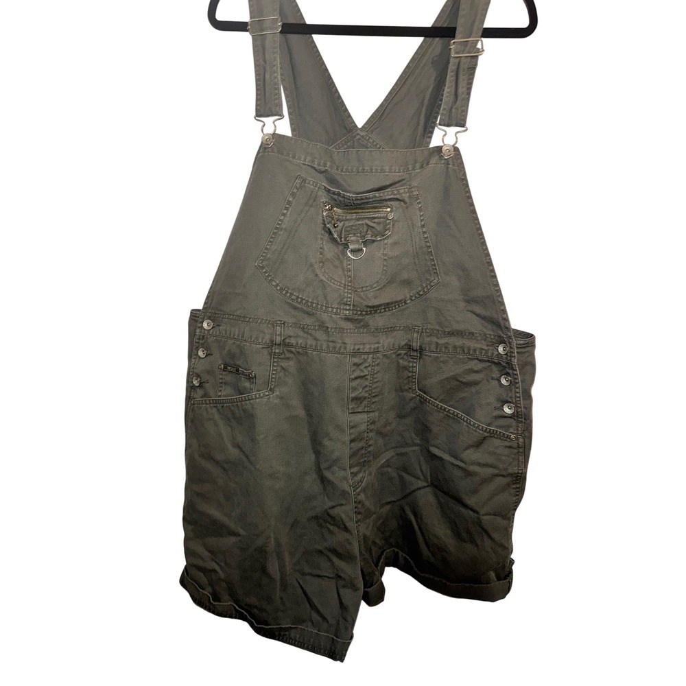 Vtg Y2K Revolt Jeans Co Womens Plus Size 22 Shortall Overalls Green Utility